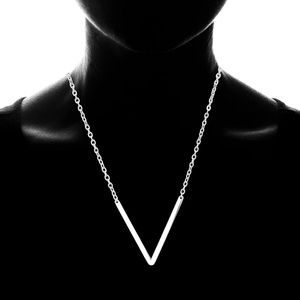 Silver Initial Stainless Steel Pendant Necklace Letters A-Z